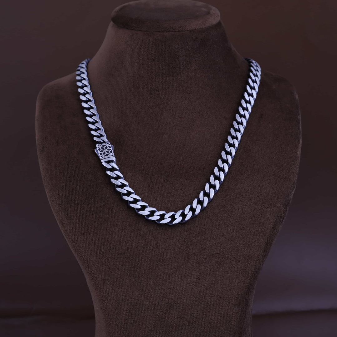 Cubic Design Silver Chain 10MM